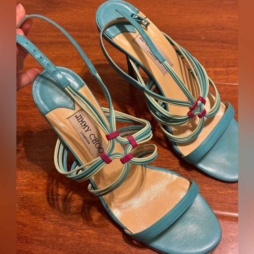 Jimmy Choo Strappy Turquoise Sandals